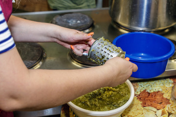 a dish is cooked in the kitchen