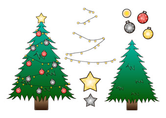 Christmas Tree with Decoration Ball and Star.