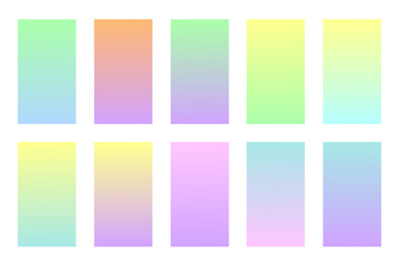 Pastel colors backgrounds set. Soft colors gradients. Vector illustration. Modern screen vector design for mobile app.