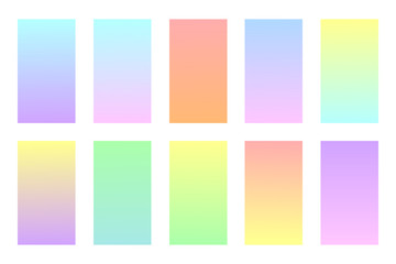 Fototapeta premium Pastel colors backgrounds set. Soft colors gradients. Vector illustration. Modern screen vector design for mobile app.