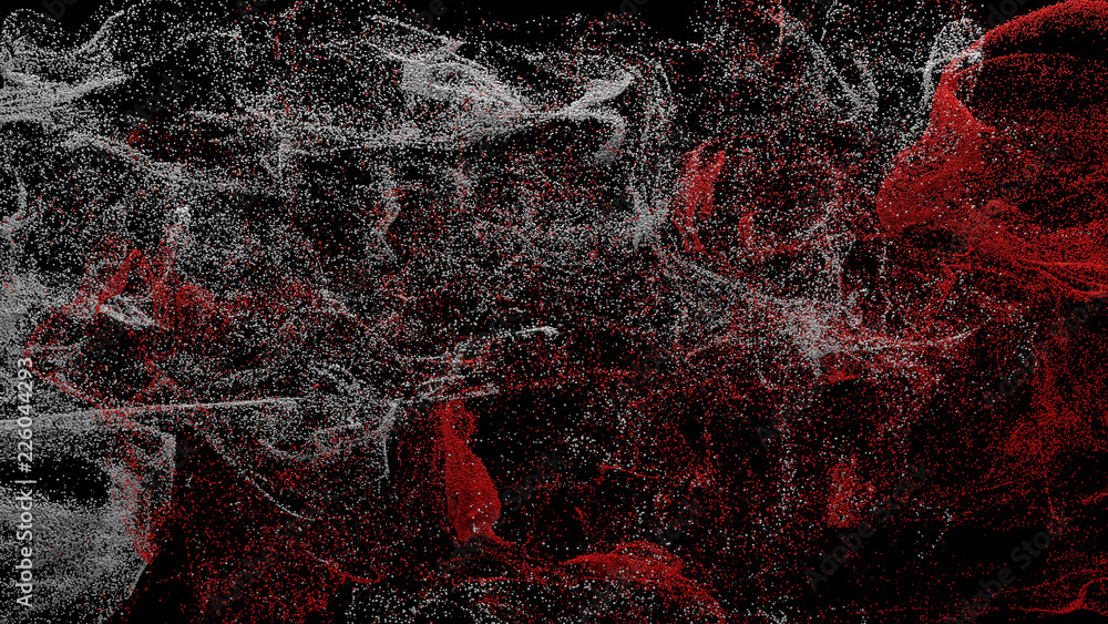 Poster 3d render abstract particle simulation background. festive and fun illustration. twirl, twist and wi