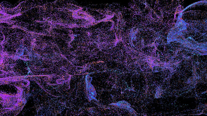 3d render abstract particle simulation background. Festive and fun illustration. Twirl,  twist and wind affected particles...