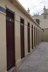 Modello, Italy - September 10, 2018 : Changing rooms of the 'antico stabilimento balneare' of Mondello
