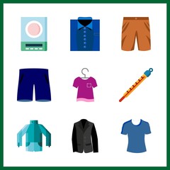 9 short icon. Vector illustration short set. measuring and jacket icons for short works