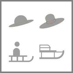 4 santa icon. Vector illustration santa set. hat and sleigh icons for santa works