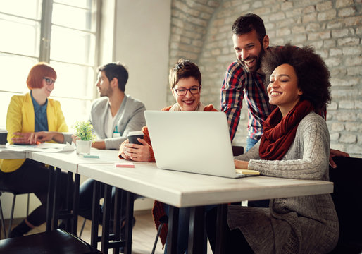 modern designer people with leader man at meeting. - Powered by Adobe