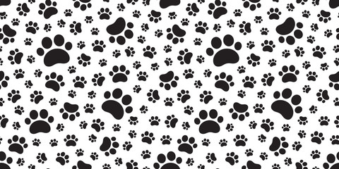 Fototapeta premium Dog Paw seamless pattern vector cat footprint tile background repeat wallpaper scarf isolated cartoon illustration doodle