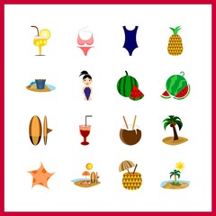 tropical icon. pink bikini and beach vector icons in tropical set. Use this illustration for tropical works.