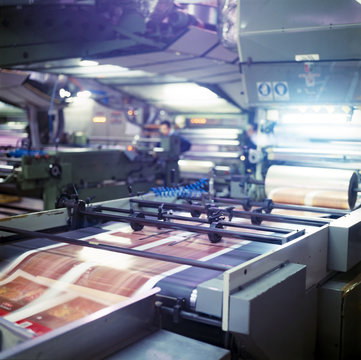 printing industry, detail of printing machine
