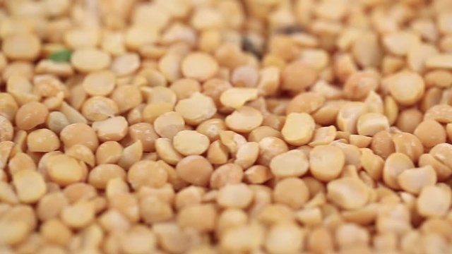 Lots of dry yellow peas as background. place for text. cooking healthy soup of legumes