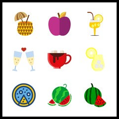 slice icon. chocolate and pineapple coctail vector icons in slice set. Use this illustration for slice works.