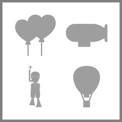 4 balloon icon. Vector illustration balloon set. hot air balloon and balloons icons for balloon works