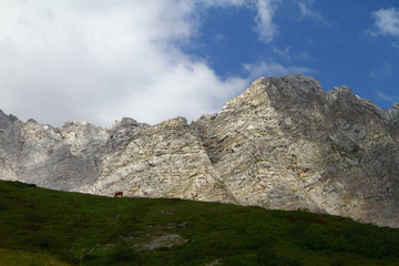 natural landscape photo of northern mountain landscape with heavy grey overcast sky