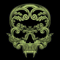 skull in floral vector illustration art