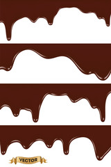 Set of melted chocolates dripping