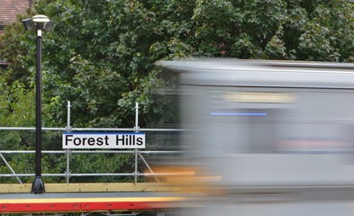 Forest Hills New York Sign at LIRR Train Station