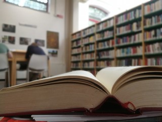 Student in University Public Library