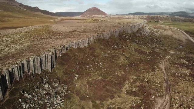 Gerduberg basalt lava rock cliffs in Iceland