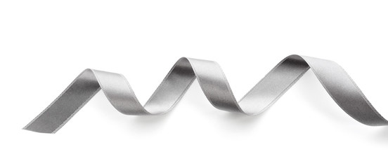 Silver ribbon on white background