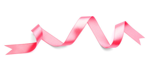 Pink ribbon on white background
