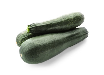 Fresh zucchinis on white background