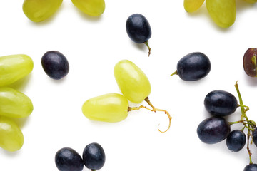 Fresh ripe grapes on white background