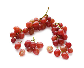 Fresh ripe grapes on white background