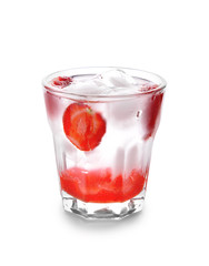 Fresh summer cocktail in glass on white background