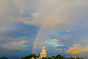 areial view amazing rainbow cover Phuket big Buddha..Phuket Big Buddha is one of the island most...