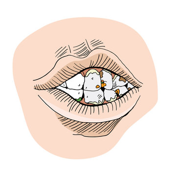 dirty teeth in open mouth clip art preview