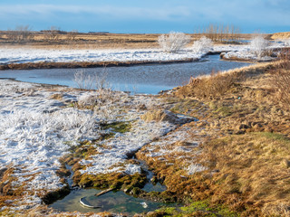 Scene in Deildartunguhver hot spring, Iceland