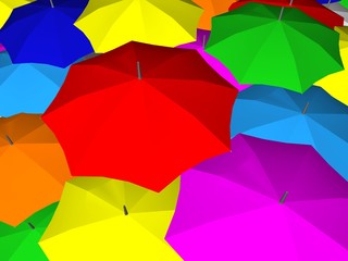 umbrellas colors sky for background