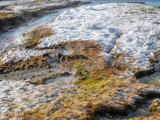 Scene in Deildartunguhver hot spring, Iceland