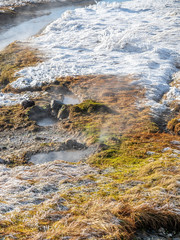 Scene in Deildartunguhver hot spring, Iceland