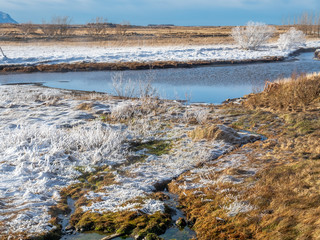 Scene in Deildartunguhver hot spring, Iceland