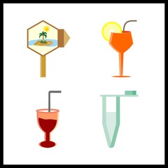 4 preparation icon. Vector illustration preparation set. pilon and test tubes icons for preparation works