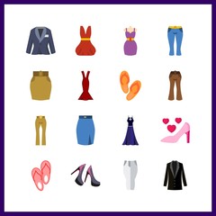 16 fashionable icon. Vector illustration fashionable set. dress and shoe icons for fashionable works