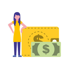 woman with wallet money banknote
