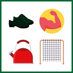 gym icons set. water, plastic, activity and appliance graphic works