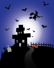 Fototapeta na wymiar Halloween-Spooky Scene-Haunted House