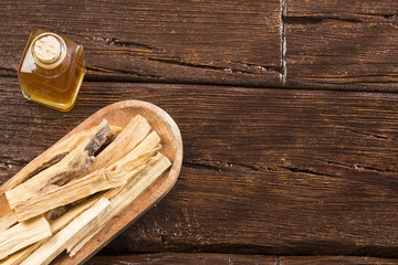 Oil of palo santo - Bursera graveolens. Top view