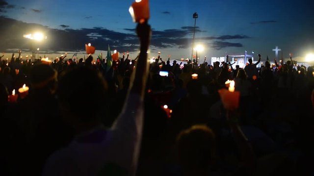 Night Prayer candles in their hands - World Youth Days, Krakow 2016
