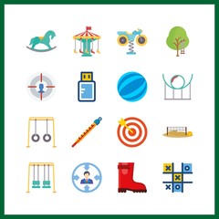 play icon. swing and rain boots vector icons in play set. Use this illustration for play works.
