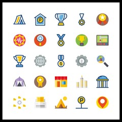 place icon. trophy and settings vector icons in place set. Use this illustration for place works.
