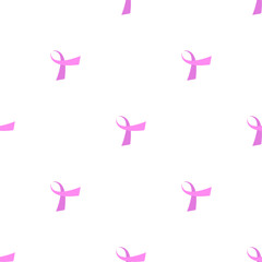 Breast cancer awareness seamless pattern of pink ribbon on white background. Breast Cancer October Awareness Month Campaign Background with ribbon symbol