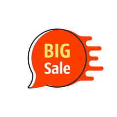 big sale red thin line bubble label