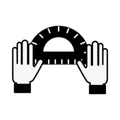 graphic designer hands with protractor tool