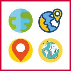 map icon. worldwide and placeholder vector icons in map set. Use this illustration for map works.