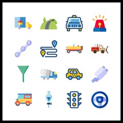 traffic icon. chain and route vector icons in traffic set. Use this illustration for traffic works.