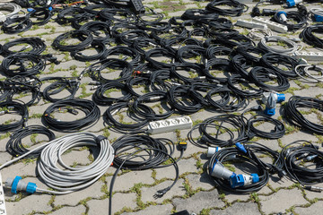 Stage equipment lying on the floor